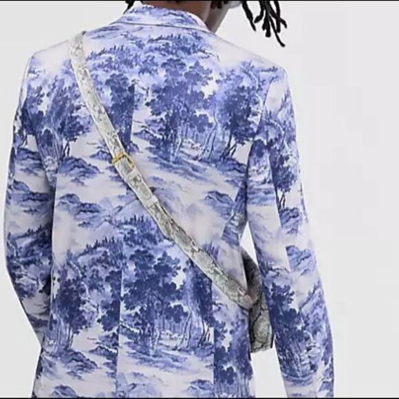 Blue Toile  Printed  Blazer - Picture 11 of 17